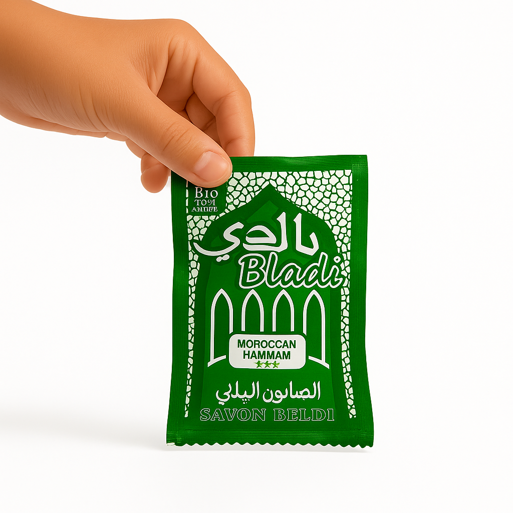 Lot de 5 savons Beldi en sachet – Savon noir traditionnel du Maroc