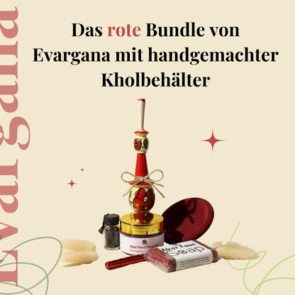 Aker Fassi Beauty Bundle – Rotes Ritual Set | Seife, Pulver, Lippenfarbe mit doppelter Pinsel & Khol Set