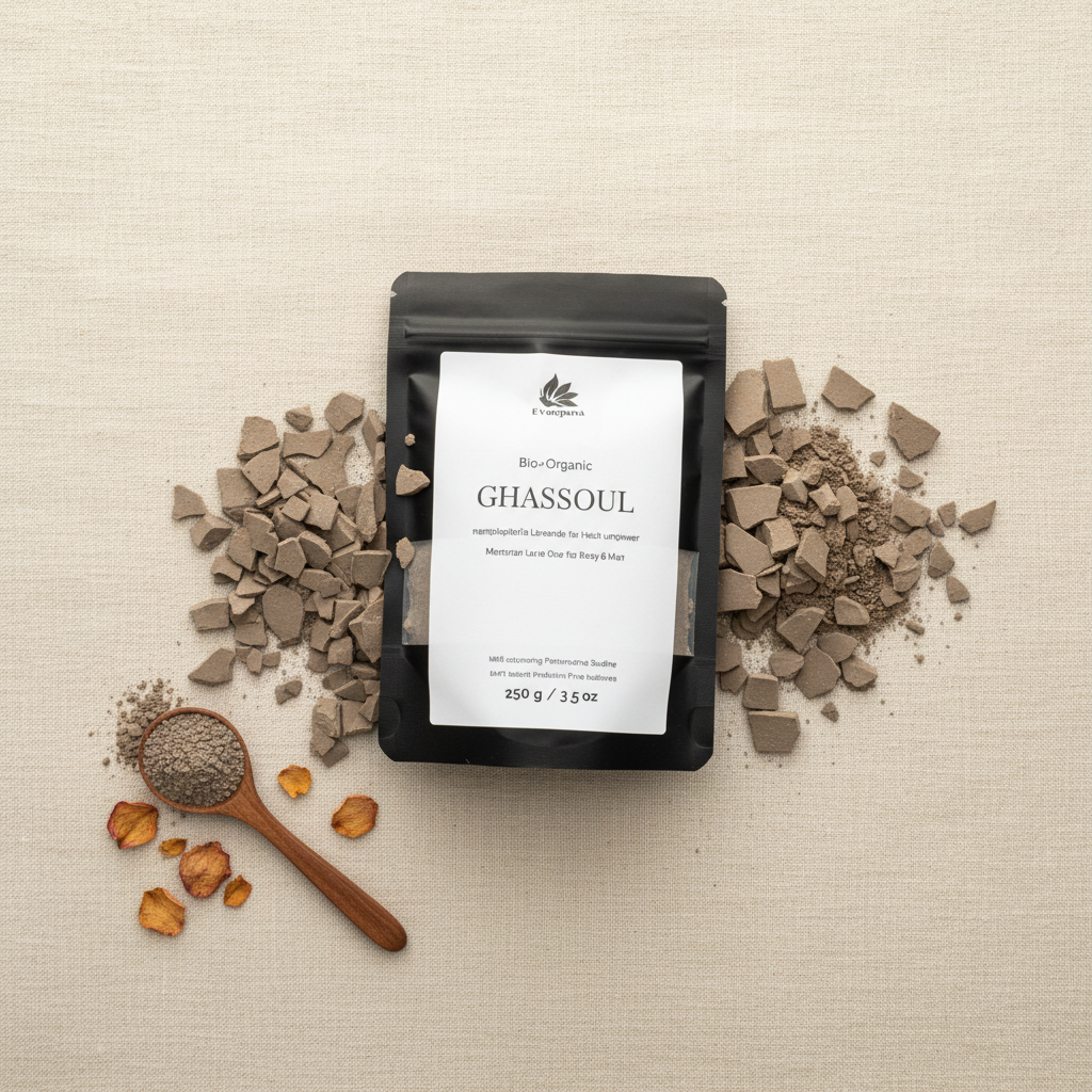Ghassoul Stein (Rhassoul) – Reine marokkanische Lavaerde für Haut & Haar | 100 % Natur | 250 g