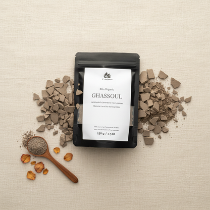 Ghassoul Stein (Rhassoul) – Reine marokkanische Lavaerde für Haut & Haar | 100 % Natur | 250 g