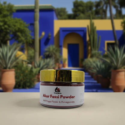Aker Fassi Pulver – 100 % Natur | Traditionelles marokkanisches Schönheitsritual | Evargana