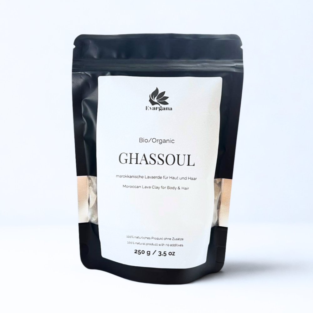 Pierre de ghassoul (Rhassoul) – Argile de lave marocaine pure pour la peau et les cheveux | 100 % naturelle | 250 g