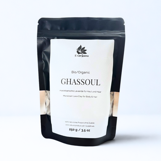 Pierre de ghassoul (Rhassoul) – Argile de lave marocaine pure pour la peau et les cheveux | 100 % naturelle | 250 g