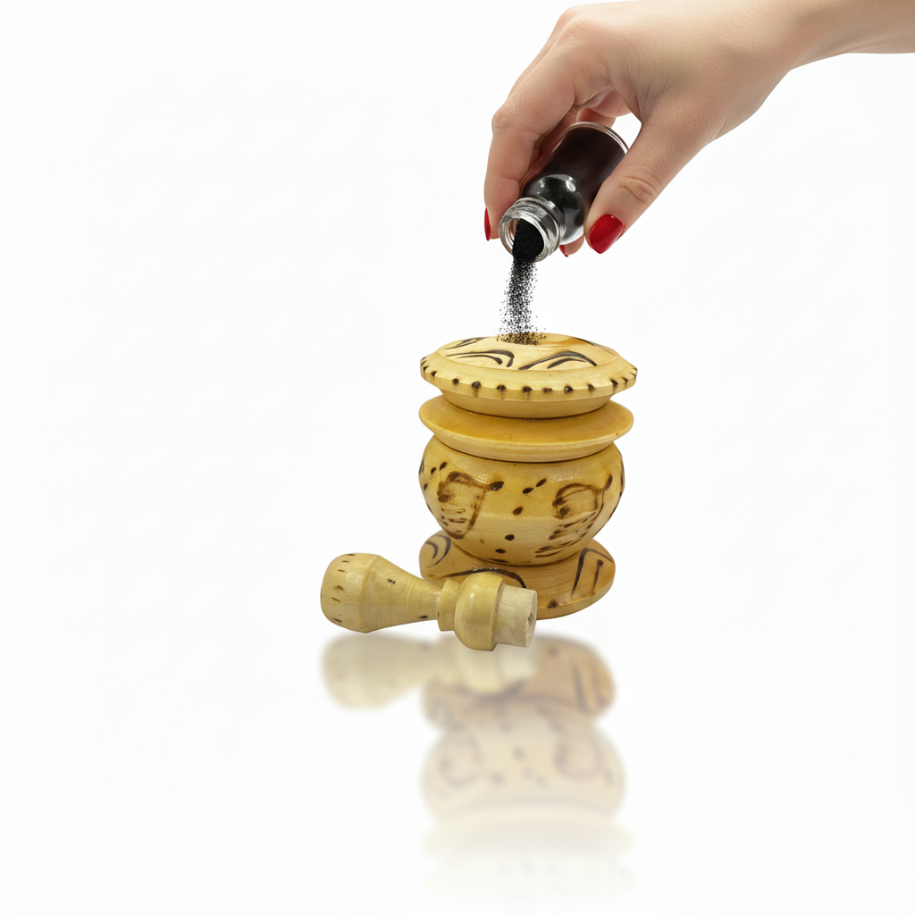 Marokkanischer Khol mit Behälter & Applikator – Traditionelles Augenpulver, handgefertigt