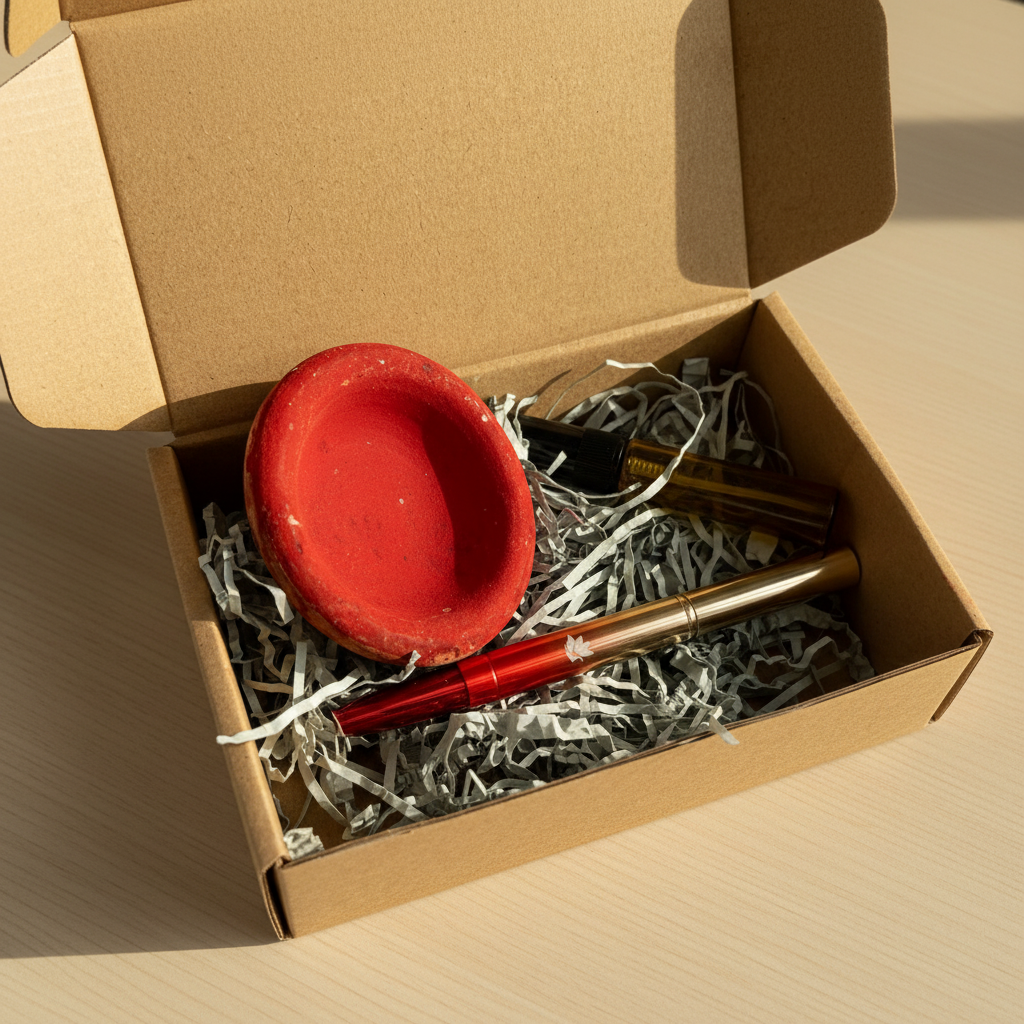 Aker Fassi Beauty Set – Traditionelles Lippen- & Rougepulver inkl. doppelseitigem Lippenpinsel & Rosenwasser